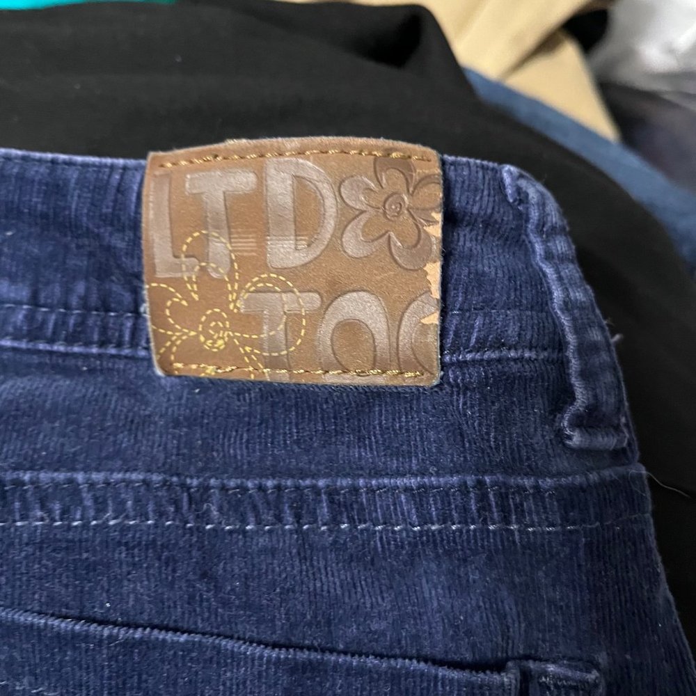 Y2K Limited Too Girls 12 Slim Dark Blue Corduroy Embroidered Fall Winter Jeans - Picture 10 of 10
